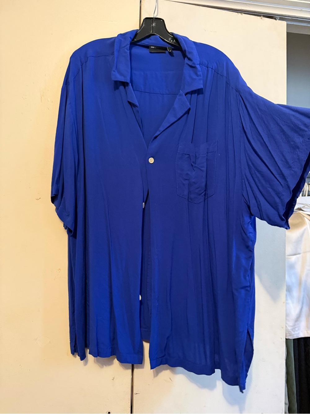 ASOS DESIGN short sleeve oversized bowling shirt in cobalt blue